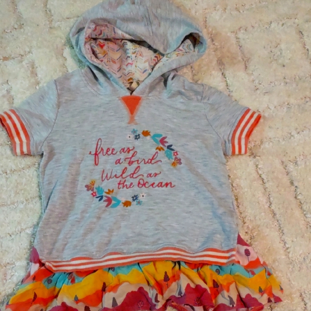 Matilda Jane Gray Hoodie with Colorful Trim